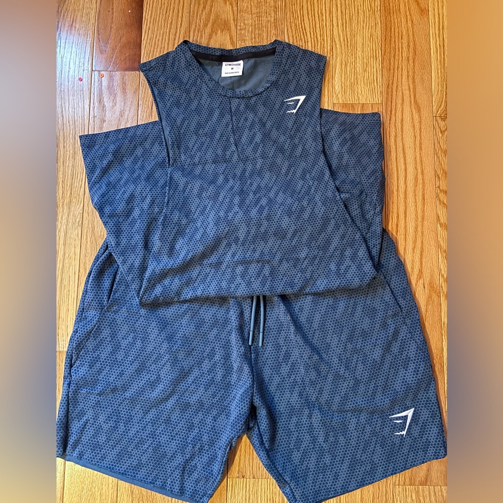 Gymshark Navy Blue Athletic Tank and Shorts Set